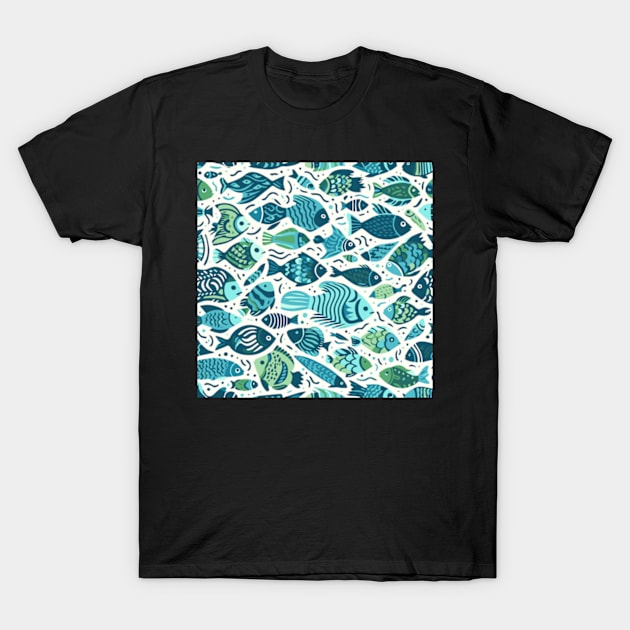 Fish Pattern T-Shirt by ArtFactoryAI